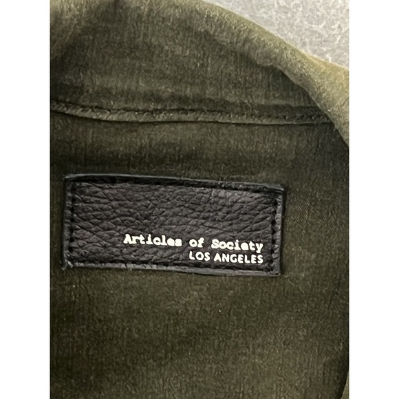Articles of Society Women's Olive Green Distressed Trucker Jean Jacket Size S - Picture 3 of 8